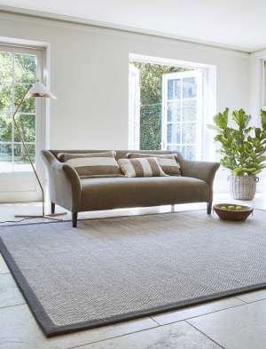 2. Linen Vole border on Natural Weave Herringbone Grey rug by Jacaranda b.jpg